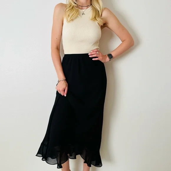 Vintage Metaphor black chiffon tulip hem skirt long maxi - Picture 4 of 6